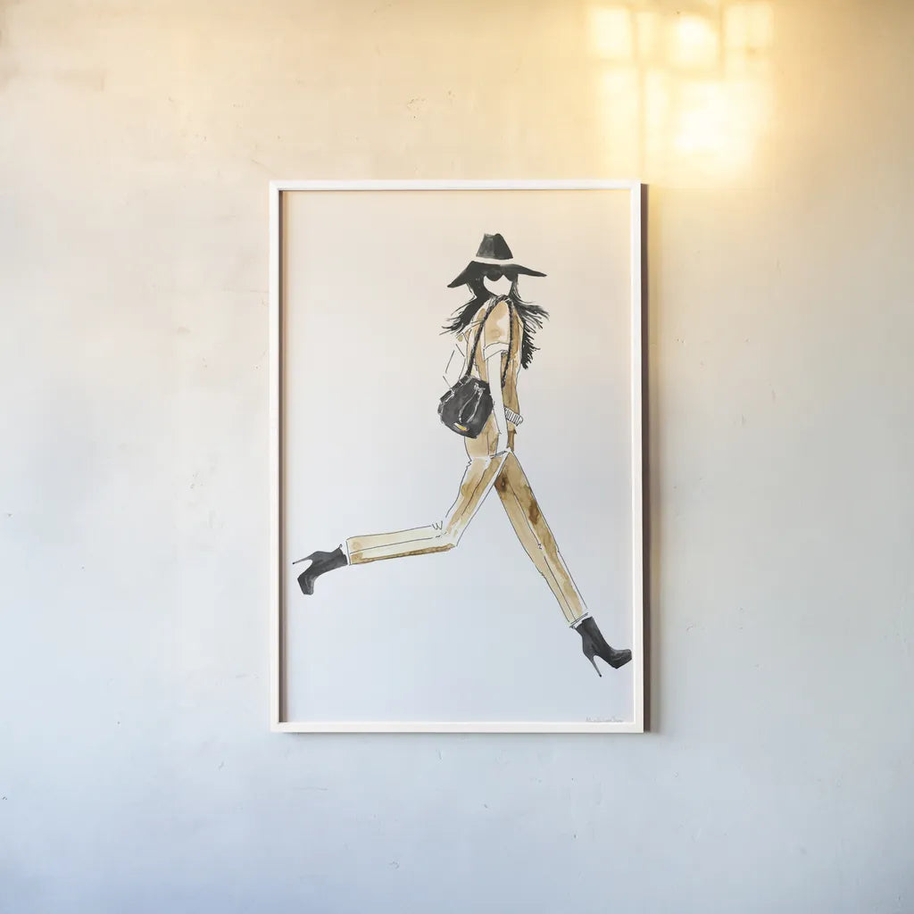 Out On the Town I by Mercedes Lopez Charro. shown as a paper print in a white frame. Available as a archival giclee rolled canvas, fine art paper, or poster print. SKU 67036h.