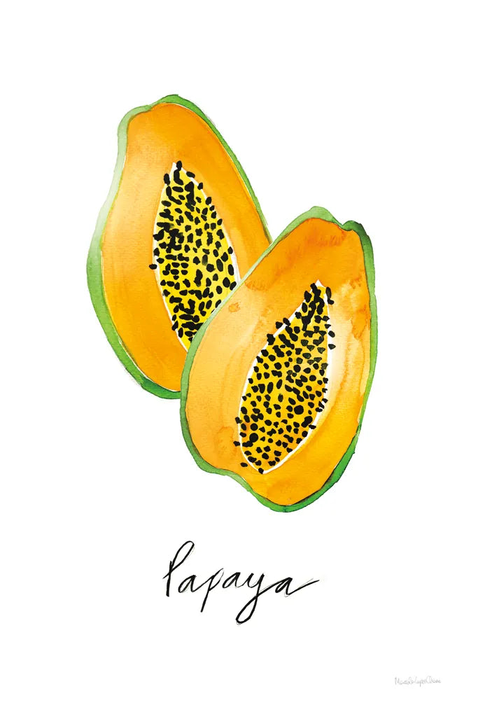 Papayas by Mercedes Lopez Charro. SKU 67133h. Archival Giclee Fine art print for wall decor.