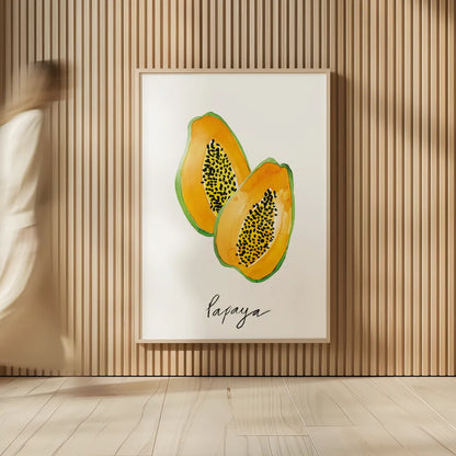 Papayas by Mercedes Lopez Charro. shown as over sized large wall art. Available as an archival giclee rolled canvas, fine art paper, or poster print. SKU 67133h.