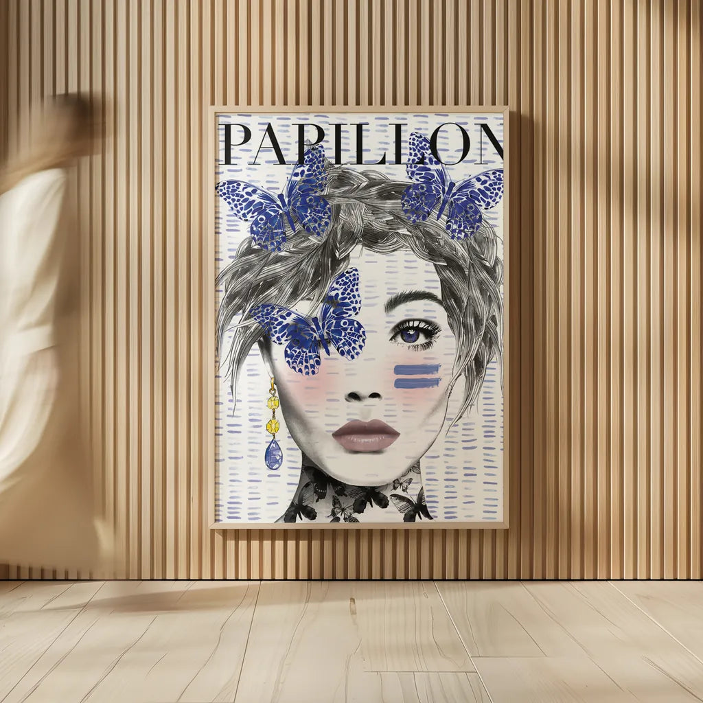 Papillon by Mercedes Lopez Charro. shown as over sized large wall art. Available as an archival giclee rolled canvas, fine art paper, or poster print. SKU 64613h.