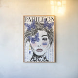 Papillon by Mercedes Lopez Charro. shown as a paper print in a natural frame. Available as a archival giclee rolled canvas, fine art paper, or poster print. SKU 64613h.