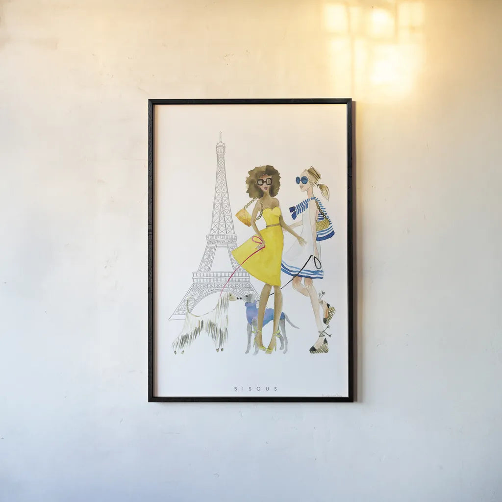 Paris Girlfriend I by Mercedes Lopez Charro. shown as a paper print in a black flame. Available as a archival giclee rolled canvas, fine art paper, or poster print. SKU 74419h.