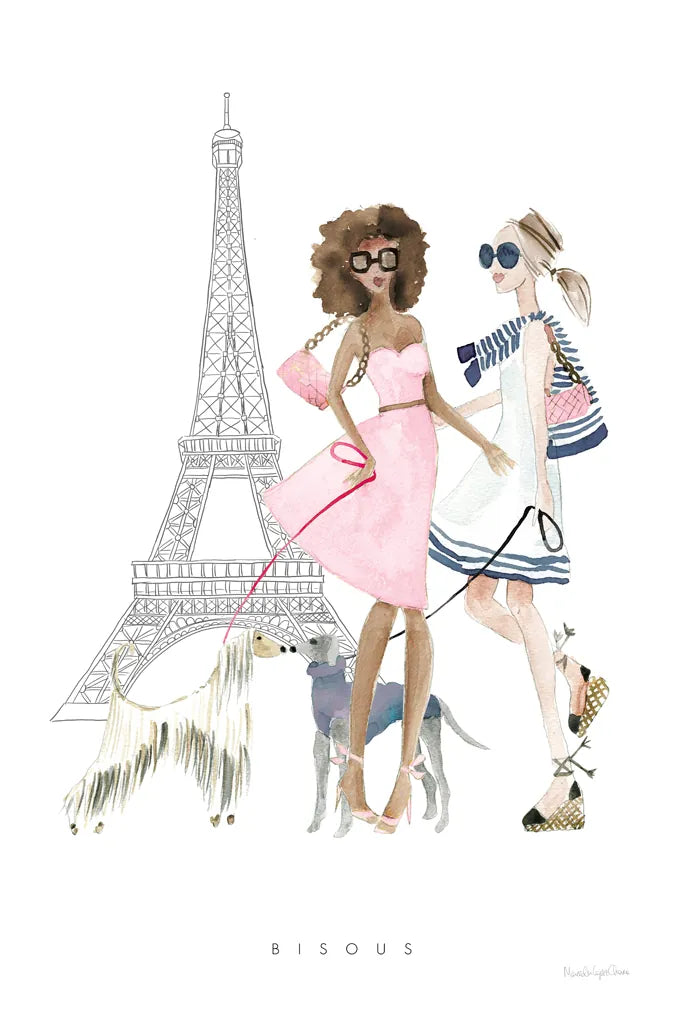 Paris Girlfriends I Pastel by Mercedes Lopez Charro. SKU 77186h. Archival Giclee Fine art print for wall decor.