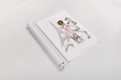 Paris Girlfriends I Pastel by Mercedes Lopez Charro. shown as a rolled paper print. Available as archival giclee rolled canvas, fine art paper, or poster print. SKU 77186h.