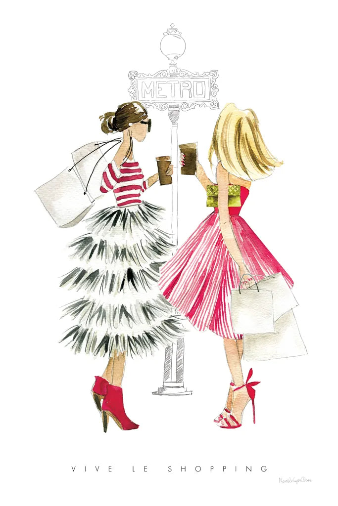 Paris Girlfriends II by Mercedes Lopez Charro. SKU 74420h. Archival Giclee Fine art print for wall decor.