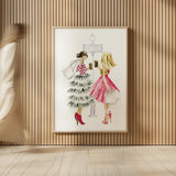 Paris Girlfriends II by Mercedes Lopez Charro. shown as over sized large wall art. Available as an archival giclee rolled canvas, fine art paper, or poster print. SKU 74420h.
