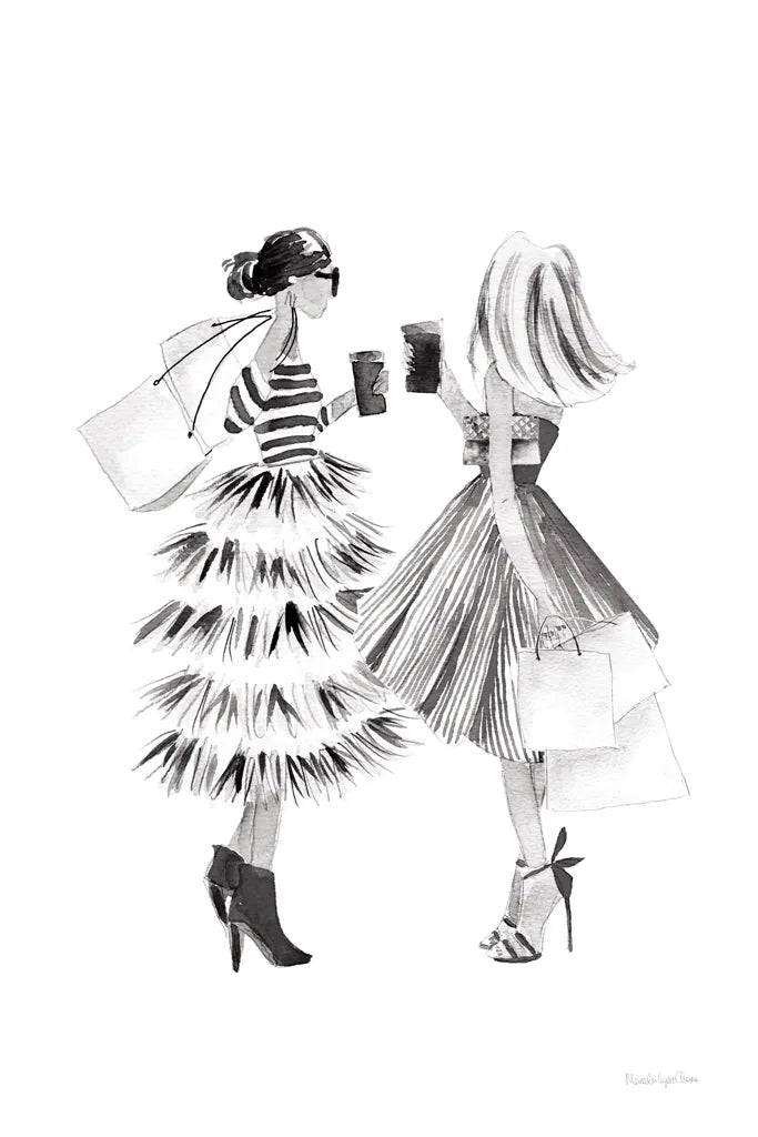 Paris Girlfriends II BW by Mercedes Lopez Charro. SKU 79094h. Archival Giclee Fine art print for wall decor.