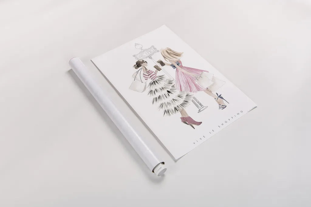 Paris Girlfriends II Pastel by Mercedes Lopez Charro. shown as a rolled paper print. Available as archival giclee rolled canvas, fine art paper, or poster print. SKU 77187h.