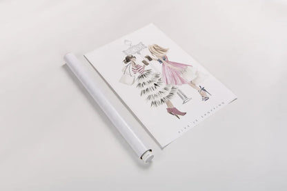 Paris Girlfriends II Pastel by Mercedes Lopez Charro. shown as a rolled paper print. Available as archival giclee rolled canvas, fine art paper, or poster print. SKU 77187h.