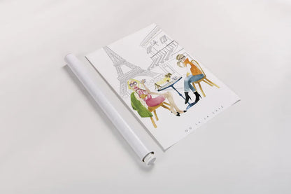 Paris Girlfriends III by Mercedes Lopez Charro. shown as a rolled paper print. Available as archival giclee rolled canvas, fine art paper, or poster print. SKU 74421h.