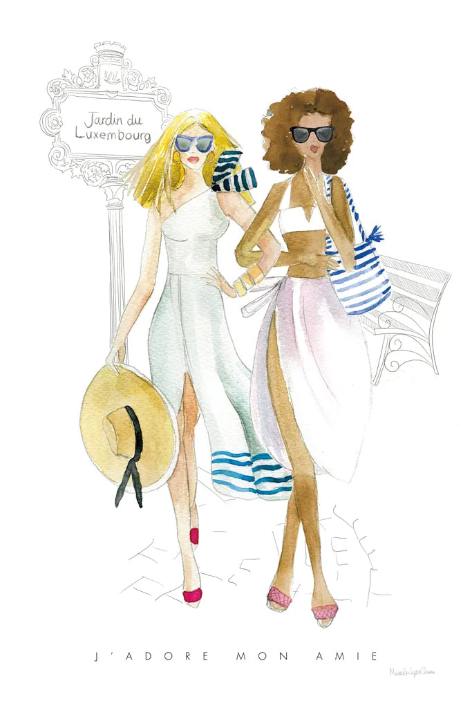 Paris Girlfriends IV by Mercedes Lopez Charro. SKU 74422h. Archival Giclee Fine art print for wall decor.