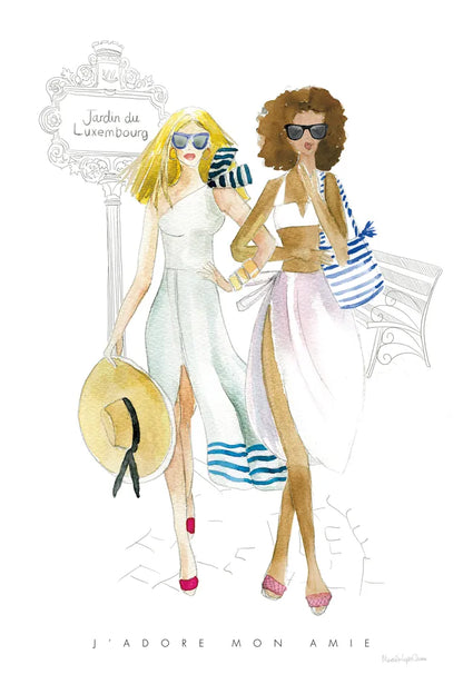 Paris Girlfriends IV by Mercedes Lopez Charro. SKU 74422h. Archival Giclee Fine art print for wall decor.