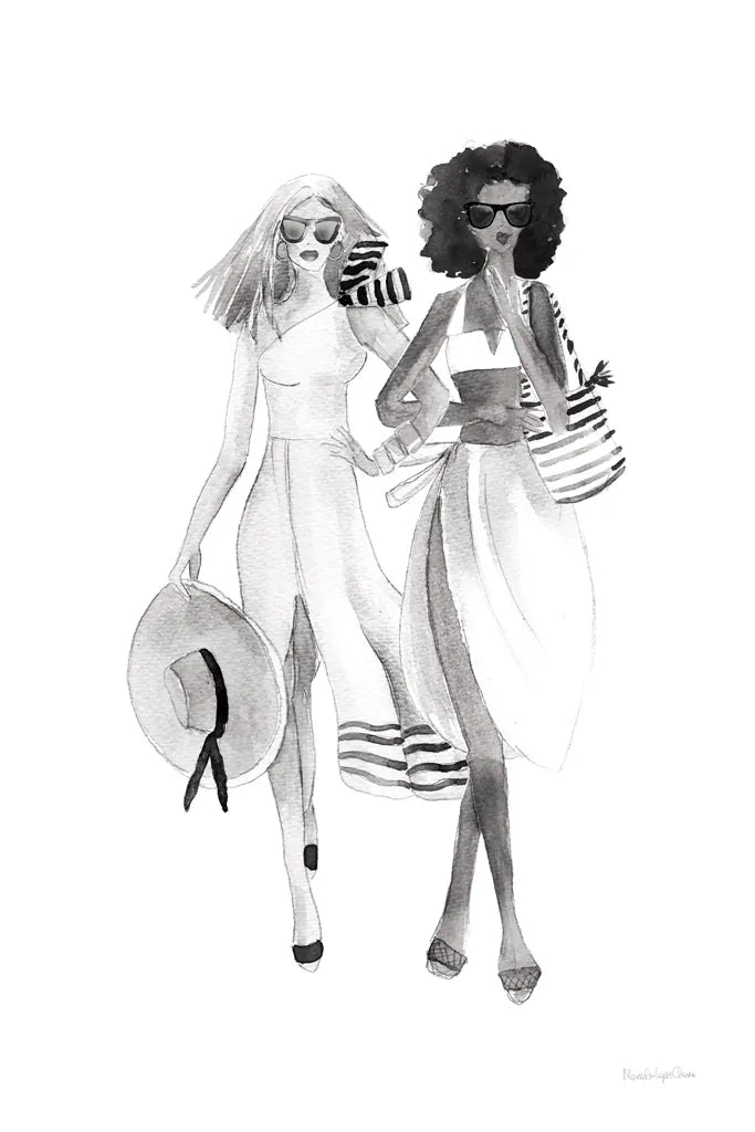 Paris Girlfriends IV BW by Mercedes Lopez Charro. SKU 79095h. Archival Giclee Fine art print for wall decor.