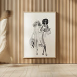 Paris Girlfriends IV BW by Mercedes Lopez Charro. shown as over sized large wall art. Available as an archival giclee rolled canvas, fine art paper, or poster print. SKU 79095h.