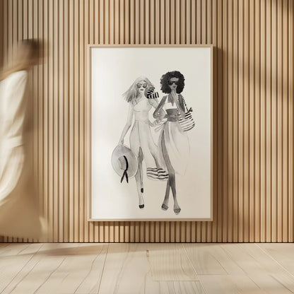 Paris Girlfriends IV BW by Mercedes Lopez Charro. shown as over sized large wall art. Available as an archival giclee rolled canvas, fine art paper, or poster print. SKU 79095h.