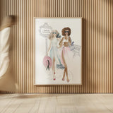 Paris Girlfriends IV Pastel by Mercedes Lopez Charro. shown as over sized large wall art. Available as an archival giclee rolled canvas, fine art paper, or poster print. SKU 77188h.