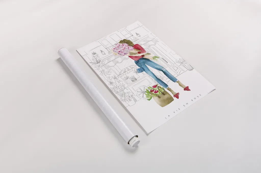 Paris Girlfriends V by Mercedes Lopez Charro. shown as a rolled paper print. Available as archival giclee rolled canvas, fine art paper, or poster print. SKU 74423h.