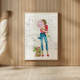 Paris Girlfriends V by Mercedes Lopez Charro. shown as over sized large wall art. Available as an archival giclee rolled canvas, fine art paper, or poster print. SKU 74423h.