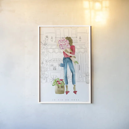 Paris Girlfriends V by Mercedes Lopez Charro. shown as a paper print in a white frame. Available as a archival giclee rolled canvas, fine art paper, or poster print. SKU 74423h.