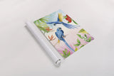 Parrots and Palms II by Mercedes Lopez Charro. shown as a rolled paper print. Available as archival giclee rolled canvas, fine art paper, or poster print. SKU 85828h.