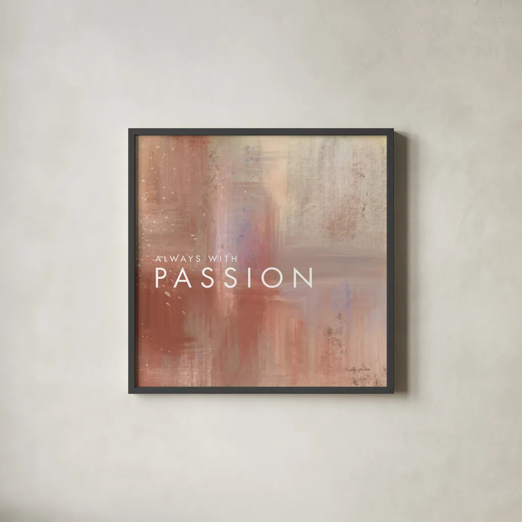 Passion by Mercedes Lopez Charro. Shown in a sleek black glass frame for a contemporary gallery look. Available as an archival giclee rolled canvas, fine art paper, or poster print. SKU 67822a.