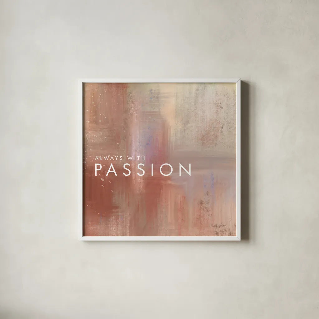 Passion by Mercedes Lopez Charro. Shown in a crisp white glass frame for a clean and minimalist style. Available as an archival giclee rolled canvas, fine art paper, or poster print. SKU 67822a.