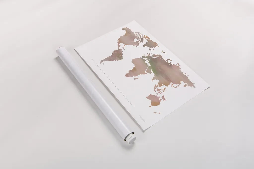 Passport to the World by Mercedes Lopez Charro. shown as a rolled paper print. Available as archival giclee rolled canvas, fine art paper, or poster print. SKU 71324i.