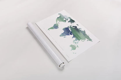 Passport to the World Blue by Mercedes Lopez Charro. shown as a rolled paper print. Available as archival giclee rolled canvas, fine art paper, or poster print. SKU 71325i.