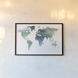 Passport to the World Blue by Mercedes Lopez Charro. shown as a paper print in a black flame. Available as a archival giclee rolled canvas, fine art paper, or poster print. SKU 71325i.