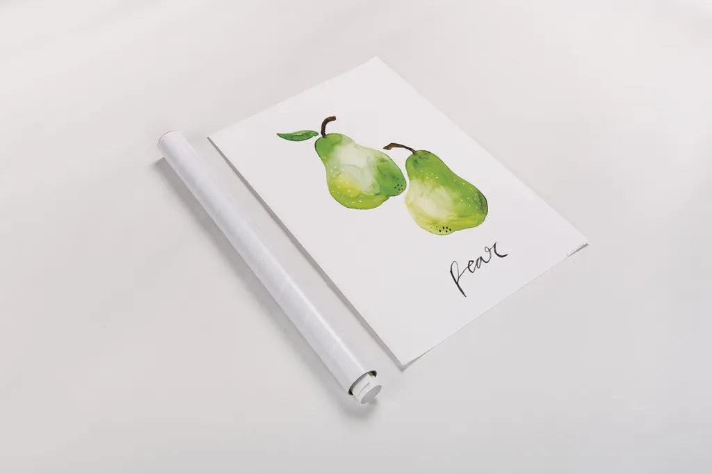 Pears by Mercedes Lopez Charro. shown as a rolled paper print. Available as archival giclee rolled canvas, fine art paper, or poster print. SKU 67137h.