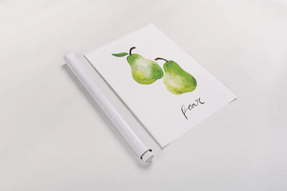 Pears by Mercedes Lopez Charro. shown as a rolled paper print. Available as archival giclee rolled canvas, fine art paper, or poster print. SKU 67137h.