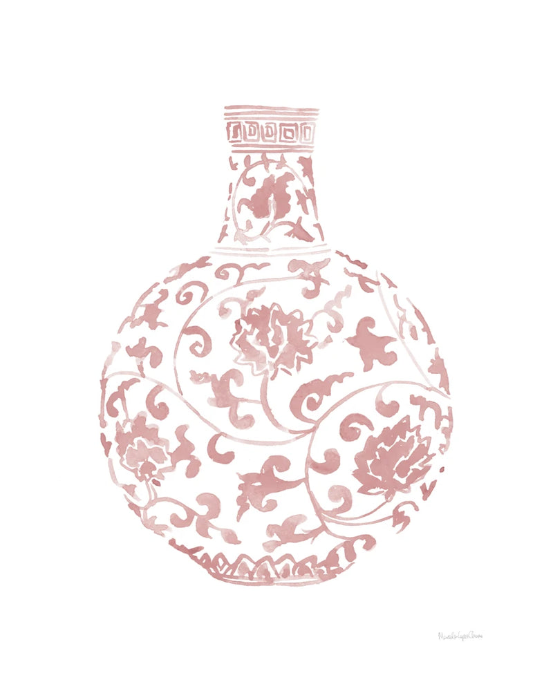 Pink Chinoiserie Vase III by Mercedes Lopez Charro