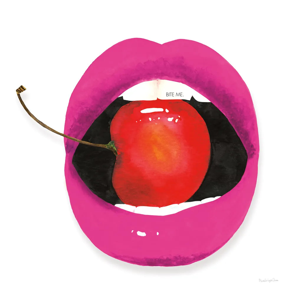 Pink Lips by Mercedes Lopez Charro. SKU 82827a. Archival Giclee Fine art print for wall decor.