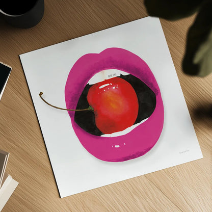 Pink Lips by Mercedes Lopez Charro. Shown as a detailed flat fine art print, highlighting archival giclee quality. Available as an archival giclee rolled canvas, fine art paper, or poster print. SKU 82827a.