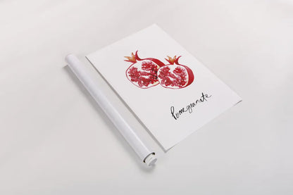 Pomegranates by Mercedes Lopez Charro. shown as a rolled paper print. Available as archival giclee rolled canvas, fine art paper, or poster print. SKU 67134h.