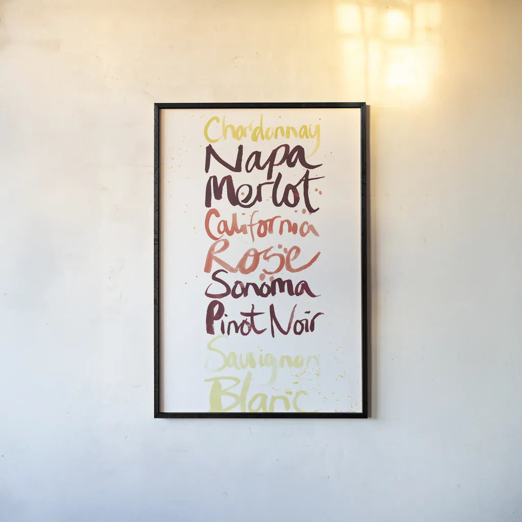 Pop the Cork IX Color by Mercedes Lopez Charro. shown as a paper print in a black flame. Available as a archival giclee rolled canvas, fine art paper, or poster print. SKU 75799h.