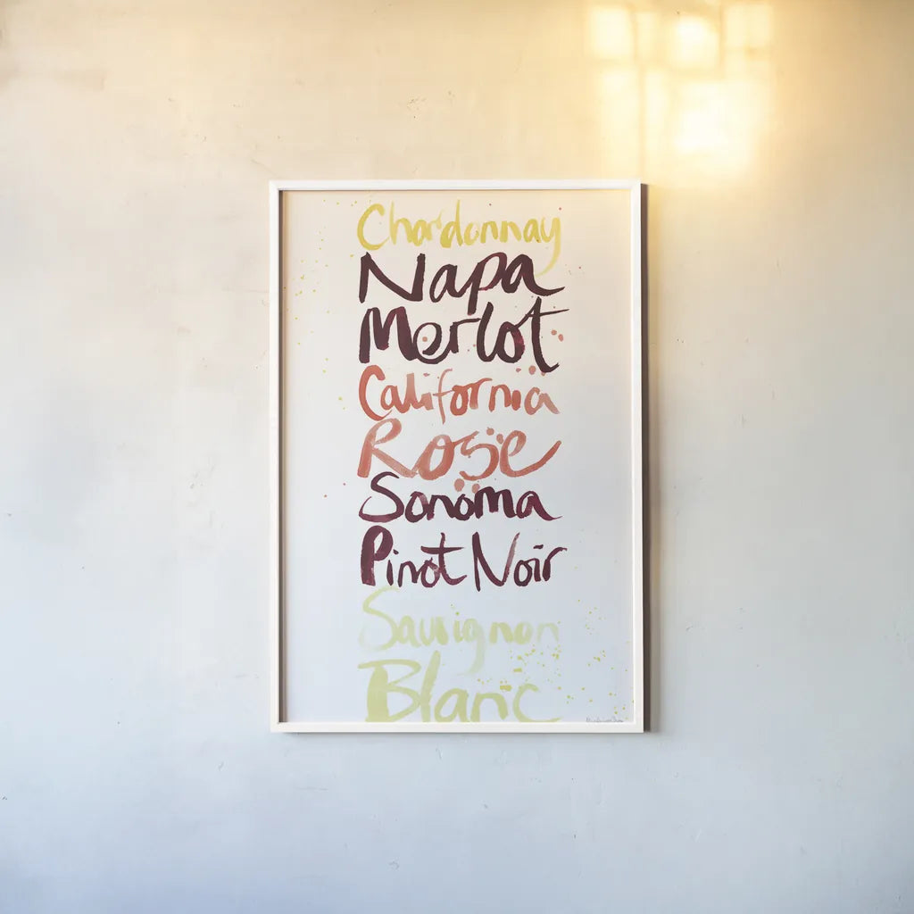 Pop the Cork IX Color by Mercedes Lopez Charro. shown as a paper print in a white frame. Available as a archival giclee rolled canvas, fine art paper, or poster print. SKU 75799h.