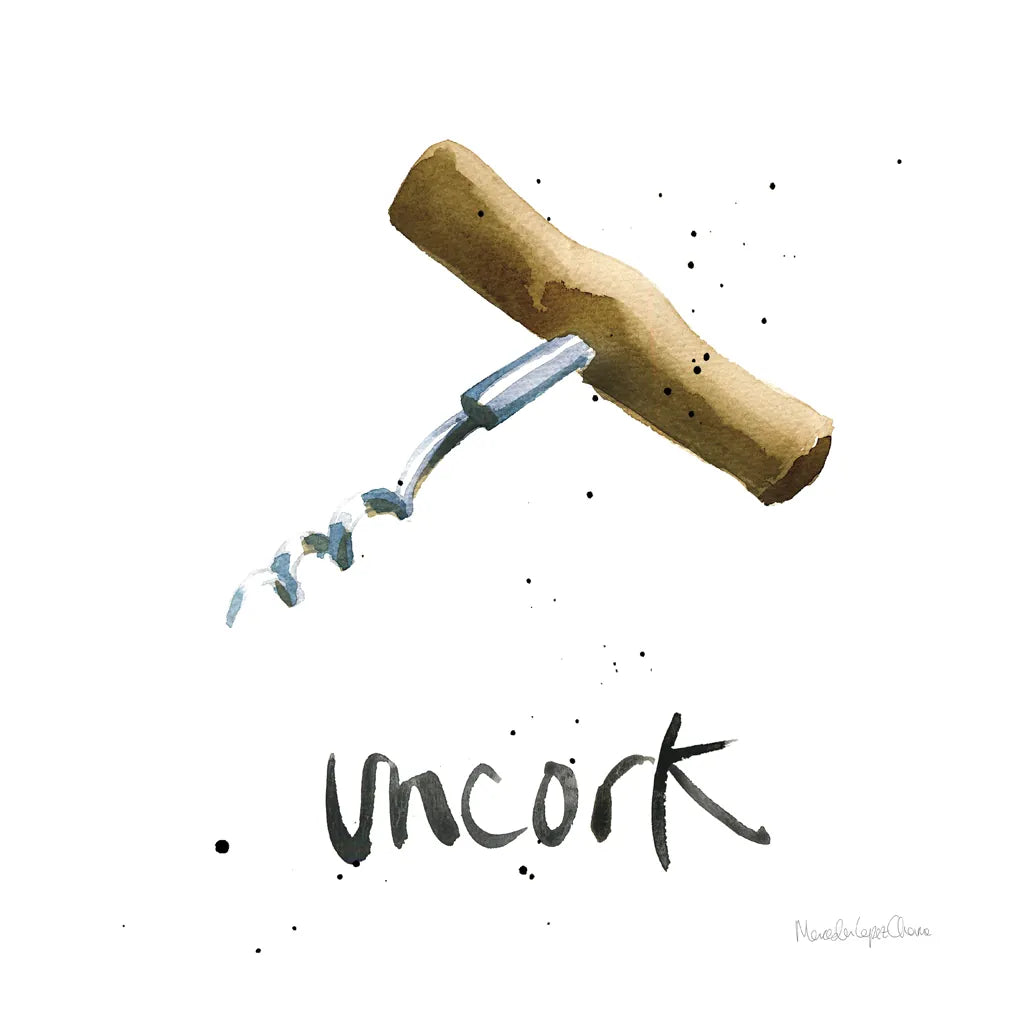 Pop the Cork VIII by Mercedes Lopez Charro. SKU 74961a. Archival Giclee Fine art print for wall decor.