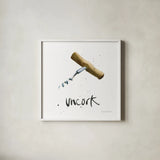 Pop the Cork VIII by Mercedes Lopez Charro. Shown in a crisp white glass frame for a clean and minimalist style. Available as an archival giclee rolled canvas, fine art paper, or poster print. SKU 74961a.