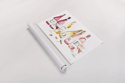 Pop the Cork XI by Mercedes Lopez Charro. shown as a rolled paper print. Available as archival giclee rolled canvas, fine art paper, or poster print. SKU 74964i.