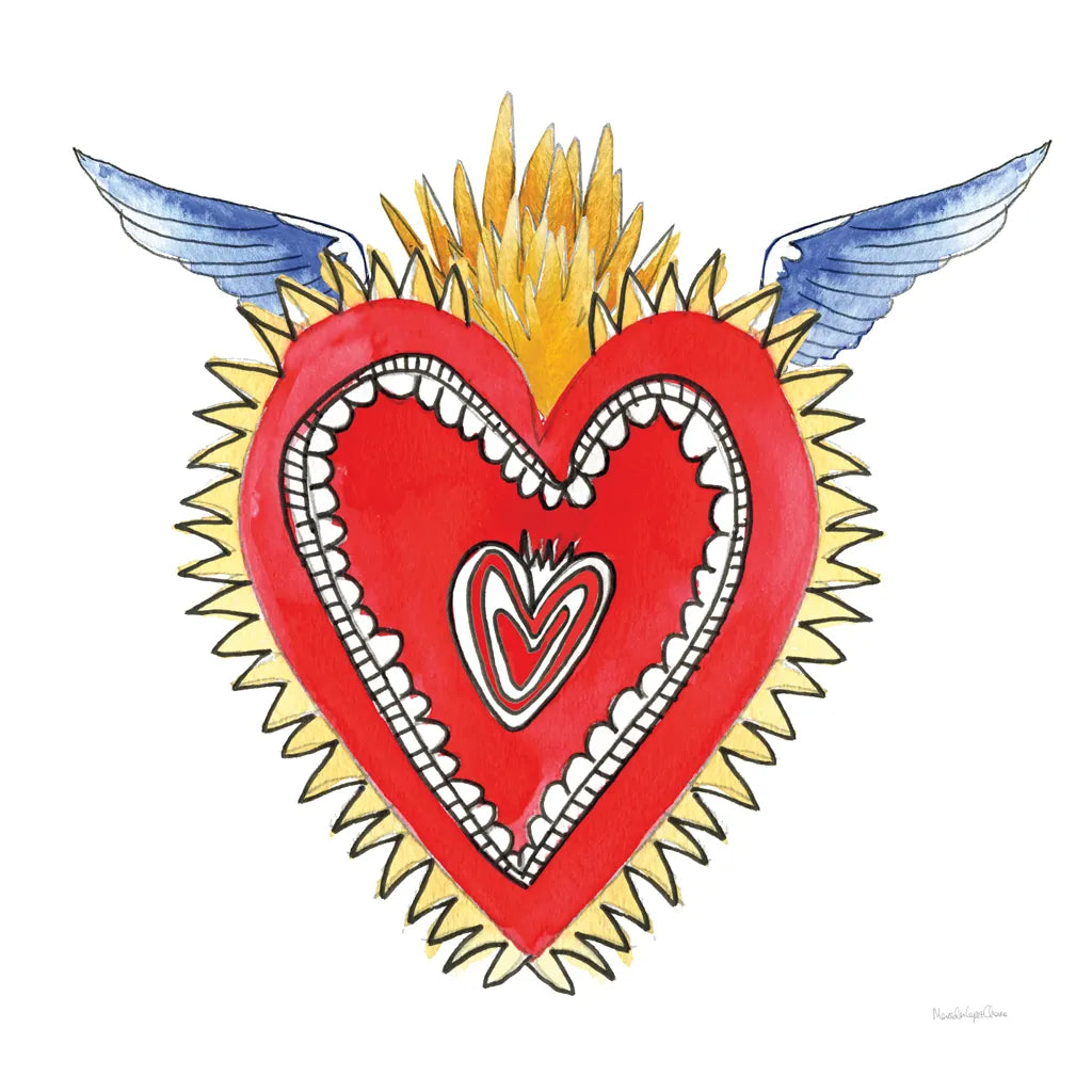 Sacred Heart I by Mercedes Lopez Charro. SKU 82857a. Archival Giclee Fine art print for wall decor.