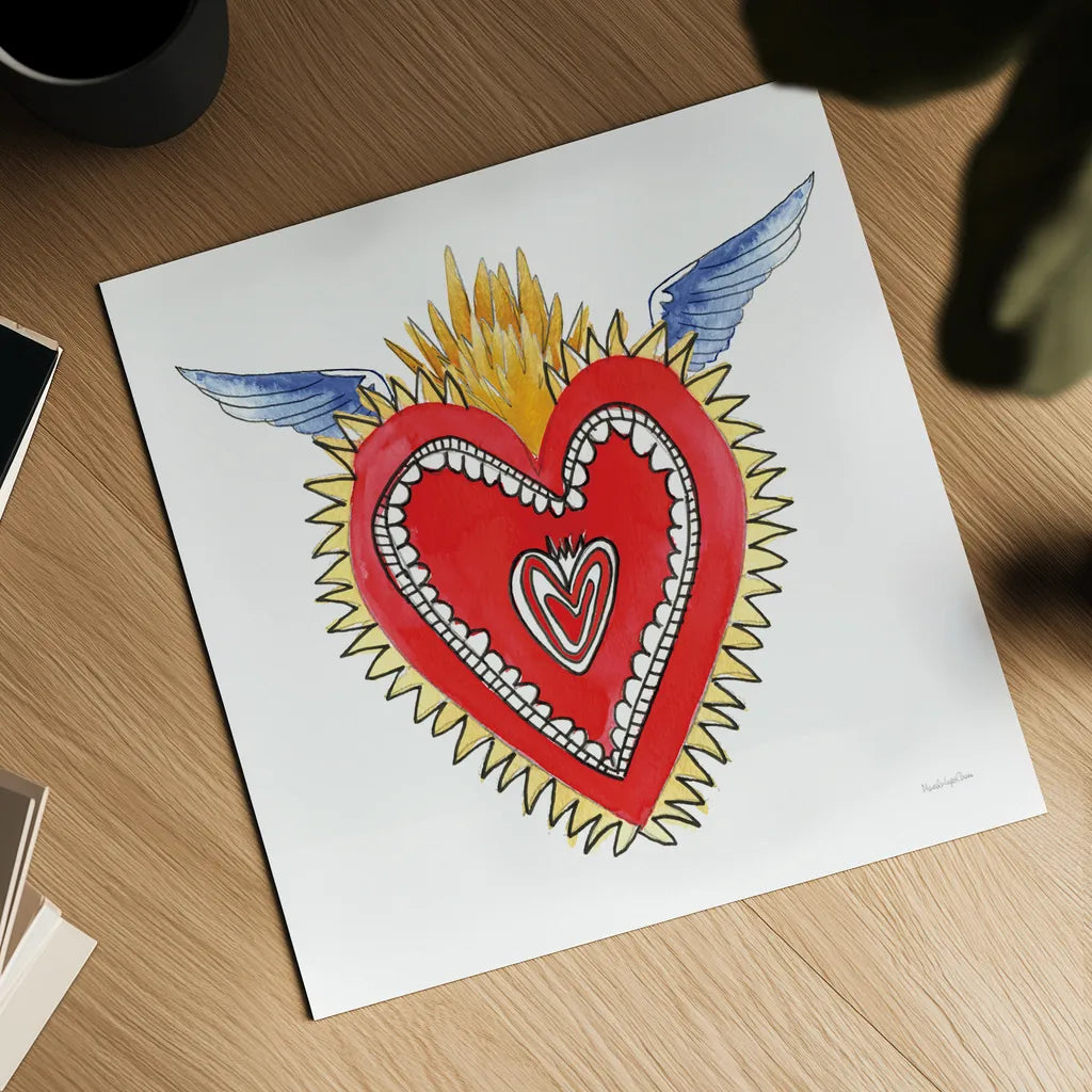 Sacred Heart I by Mercedes Lopez Charro. Shown as a detailed flat fine art print, highlighting archival giclee quality. Available as an archival giclee rolled canvas, fine art paper, or poster print. SKU 82857a.