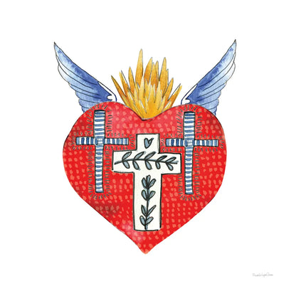 Sacred Heart II by Mercedes Lopez Charro. SKU 82858a. Archival Giclee Fine art print for wall decor.