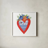 Sacred Heart III by Mercedes Lopez Charro. Shown in a crisp white glass frame for a clean and minimalist style. Available as an archival giclee rolled canvas, fine art paper, or poster print. SKU 82859a.
