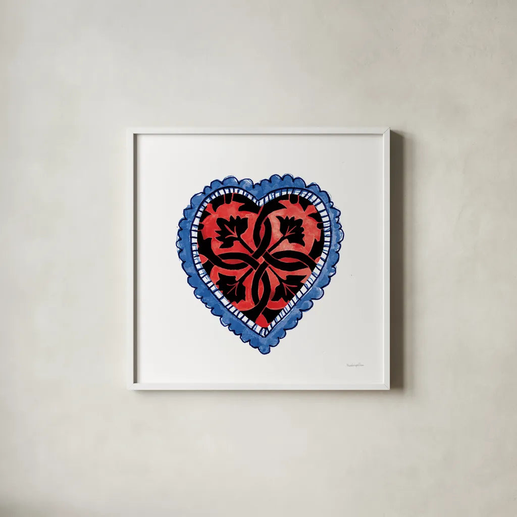 Sacred Heart IV by Mercedes Lopez Charro. Shown in a crisp white glass frame for a clean and minimalist style. Available as an archival giclee rolled canvas, fine art paper, or poster print. SKU 82860a.