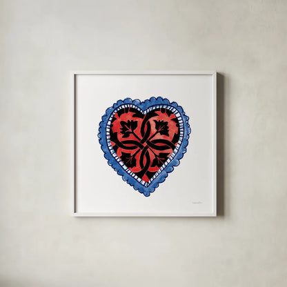 Sacred Heart IV by Mercedes Lopez Charro. Shown in a crisp white glass frame for a clean and minimalist style. Available as an archival giclee rolled canvas, fine art paper, or poster print. SKU 82860a.