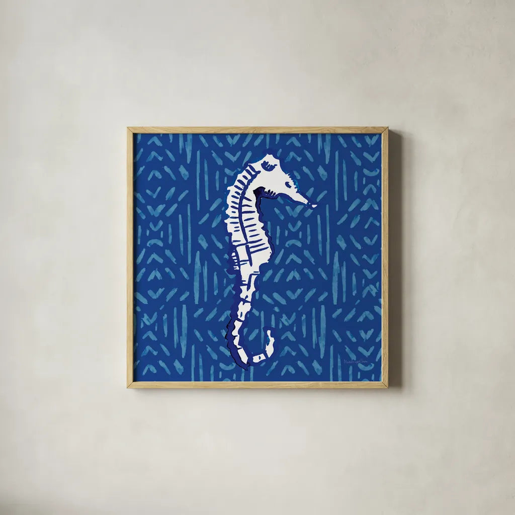 Salty Waves IX by Mercedes Lopez Charro. Shown in a natural wood glass frame for a timeless modern aesthetic. Available as an archival giclee rolled canvas, fine art paper, or poster print. SKU 78680a.