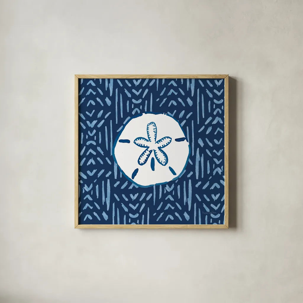 Salty Waves VII Dark by Mercedes Lopez Charro. Shown in a natural wood glass frame for a timeless modern aesthetic. Available as an archival giclee rolled canvas, fine art paper, or poster print. SKU 88625a.