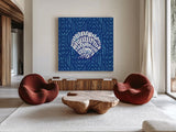 Salty Waves VIII by Mercedes Lopez Charro. Shown as extra-large giant wall art in a modern living room. Available as an archival giclee rolled canvas, fine art paper, or poster print. SKU 78679a.