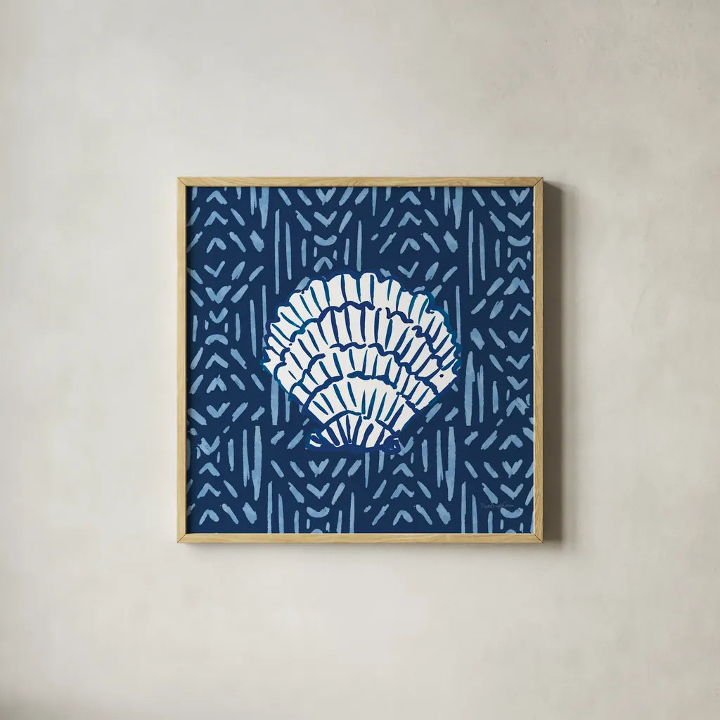 Salty Waves VIII Dark by Mercedes Lopez Charro. Shown in a natural wood glass frame for a timeless modern aesthetic. Available as an archival giclee rolled canvas, fine art paper, or poster print. SKU 88626a.